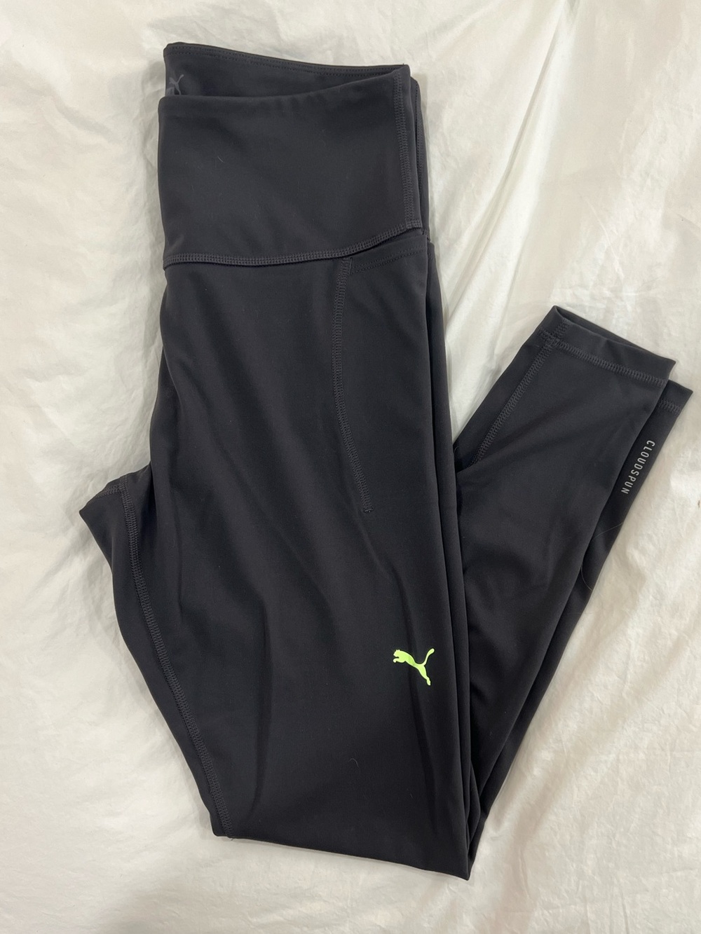 Puma Black Active Leggings with Neon Logo